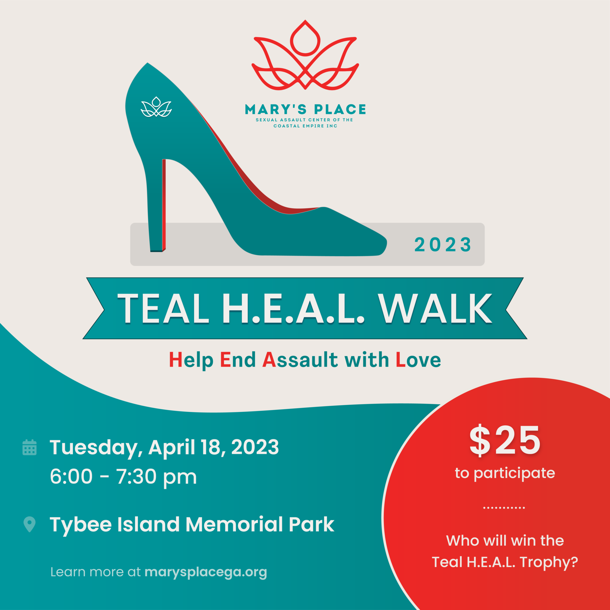 Teal H.E.A.L. Walk - Mary's Place of the Coastal Empire